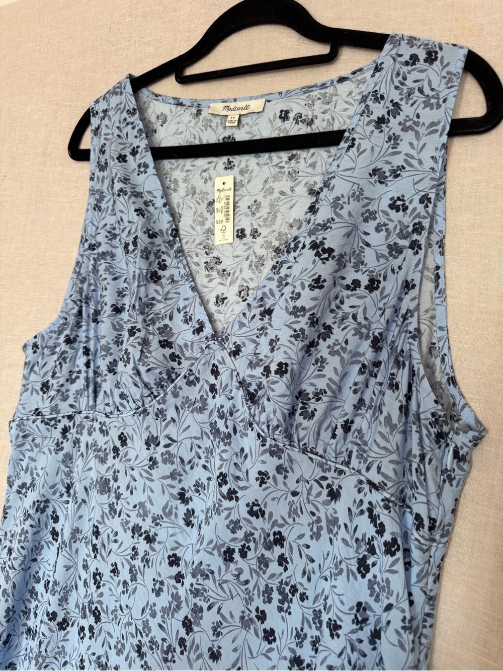 NWT Madewell $110 The Ariana floral Midi Dress in powder blue size 14 - Picture 5 of 10